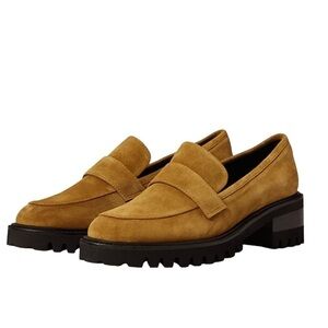 NWT Aerosoles Platform Lug Sole Loafers Tan Chestnut Suede Ronnie Women’s Sz 10